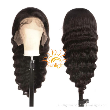 Sunlight ready to ship loose deep wave 13x4 lace front wigs hd full lace human hair wigs hair vendors
